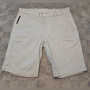 Britches Seersucker Shorts Men's 34x10 Blue & White Stripe Preppy Chino DadCore